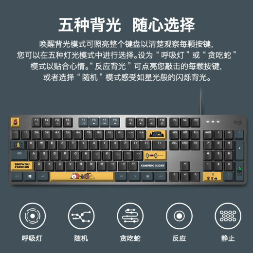 罗技（logitech）K845机械键盘LINE FRIENDS联名机械键轴有线机械键盘电竞游戏台式外接笔记本电脑卡皮巴拉键盘礼物 【K845露营之夜限定礼盒】茶轴