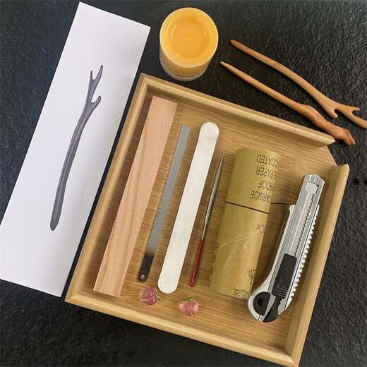 Haiyi Duo Mother's Day gift peach wood hairpin handmade hairpin rosewood hairpin diy antique peach wood comb tool material package 1 piece of peach wood + gift box + tutorial + tools