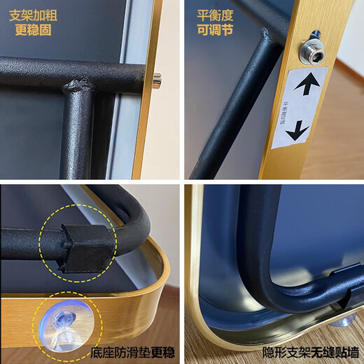 娜兰斯 铝合金穿衣镜落地镜全身镜北欧壁挂大镜子贴墙镜卧室家用试衣镜 高贵金 40*150【落地/壁挂/粘贴】