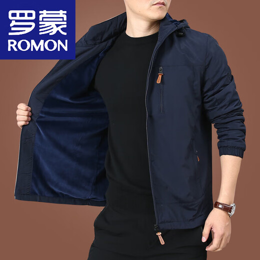 Romon Herrenjacke Herbst und Winter plus Samtjacke Herren Winter Casual Clothes Herren -Top -Kleidung für Männer mittleren Alters Dicke 9898 [Schwarz] Abnehmbare Kappe - plus Samt ohne Preis 5xl 200 Spezifikationen (210jin [Jin entspricht ca. 0,5 kg]))