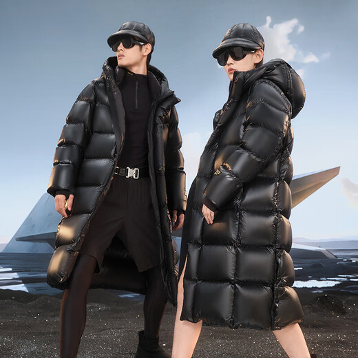 Govan Black Gold Goose Down Jacket Pioneer 4.0 Eight-Grid Unisex Winter Long Thick Down Jacket Black M
