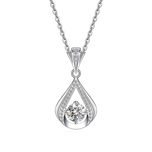 Siele PT950 platinum set with 30-cent lab-grown diamond pendant necklace with lab-grown diamonds, customized model. Valentine's Day gift. Pt950 platinum pendant (with silver necklace) 30-cent lab-grown diamond (D/VVS1/3EX/N)