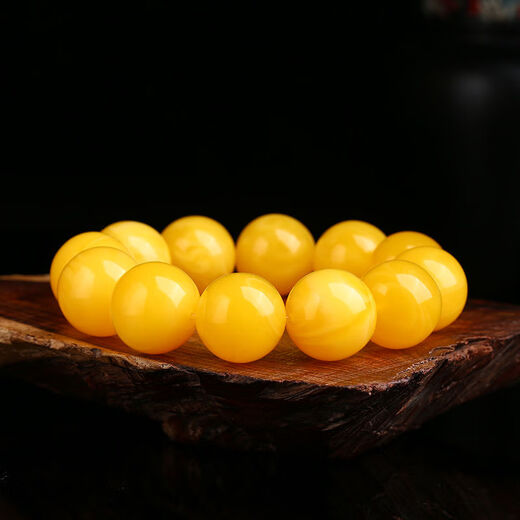 Moshe Baltic chicken fat yellow old beeswax bracelet for men and women, amber raw stone bead bracelet, diameter 16mm (fashionable for men and women), 14 beads