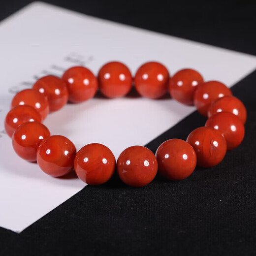 Shi Yue Jewelry Collection Grade 12-13mm Liangshan Southern Red Agate Bracelet Transfer Bead Bracelet for Men and Women Crystal Agate
