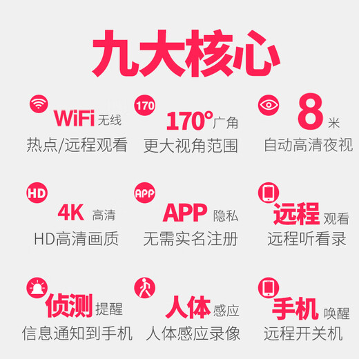 巧度4K超高清摄像头家用4g监控器小巧型无线摄线头带夜视私形无线wifi探头手机远程录像免插电池摄像头 含32G卡】续航款WFI连接+手机远程开关唤醒