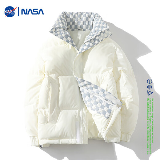 NASAMITOO羽绒服男女冬季国潮牌棋盘格立领情侣保暖轻薄外套青少年休闲衣服 9215水墨黑 L