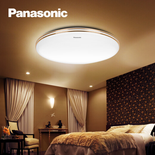 松下（Panasonic） led吸顶灯金银边圆形卧室灯简约大气遥控调光客厅书房照明灯具 18W双金边卧室吸顶灯 HHXC1049L