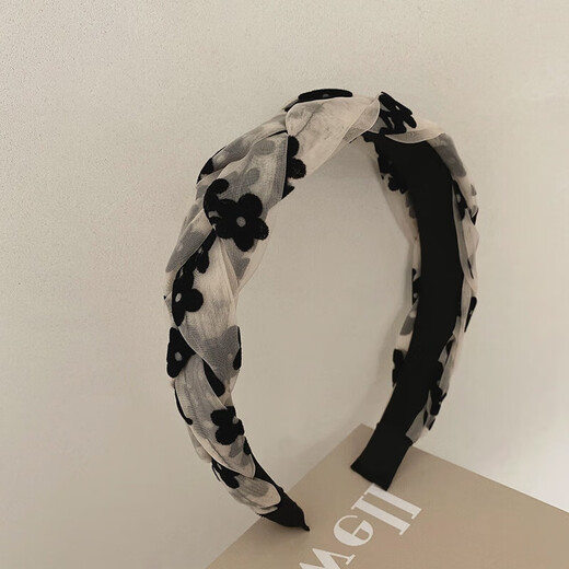 Xiangwan headband, flocked small flower headband, cross mesh headband, women's high-end outing headwear, crushed hairpin