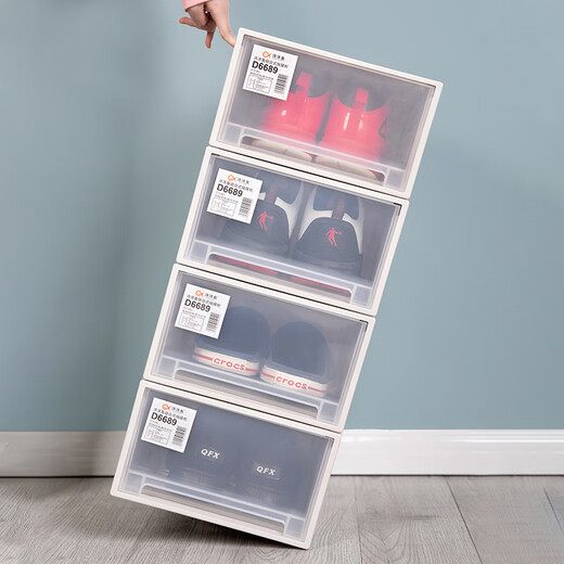 Yangyangyu installation-free shoe box plastic transparent drawer-type storage box can be stacked for home dormitory dust-proof shoe storage box, transparent D type (width 28*depth 36*height 16.6)