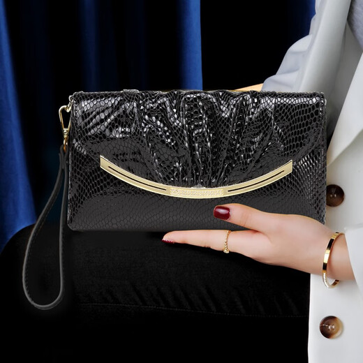 
Sephren small dinner clutch bag female temperament 2024 new diamond-inlaid cowhide banquet bag famous dress light luxury hand grab bag black