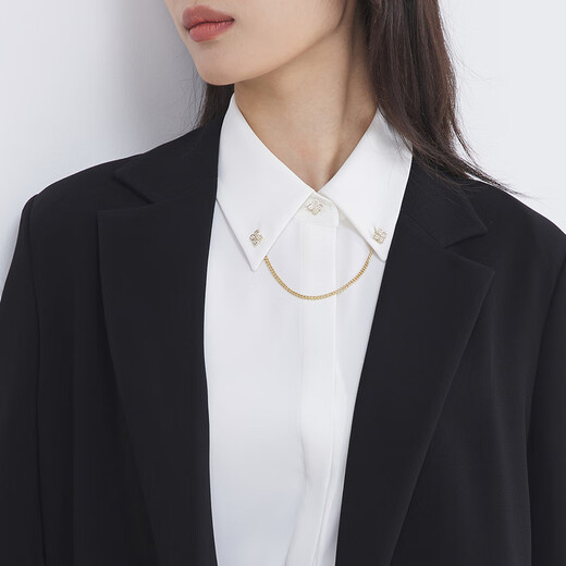 雅戈尔（YOUNGOR）套西上衣女673款双排一粒扣宽松版西服垂感挺括新品商场同款 黑色 XL 175/96A