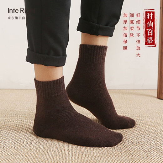 INTERIGHT5 pairs of socks for men in autumn and winter, thickened, warm and comfortable, solid color terry socks, classic business casual men's mid-calf socks, mixed colors, 5 pairs, one size fits all