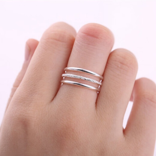 MuYou 999 solid silver ring for men and women, solid ring silver closed mouth silver jewelry, a birthday gift for your best friend and girlfriend, three lives and three generations model, size 8-25 (three) rings, please leave a message for the number.