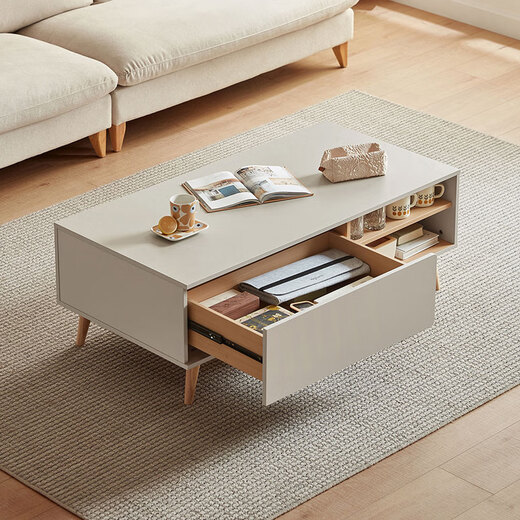 Lin's Home Modern Simple TV Cabinet Storage Storage Cabinet Integrated Coffee Table Floor Cabinet OV1L Wood Color Coffee Table