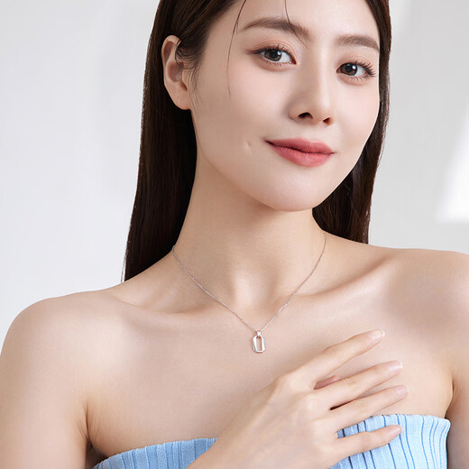Saturday Fortune Saturday Fortune platinum necklace for women PT950 platinum geometric small square buckle clavicle chain for girlfriend 4.03g 45cm