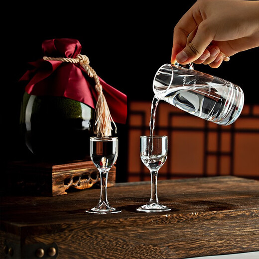 Katav white wine glass dispenser set lead-free crystal glass with graduated wine glass bullet cup Maotai cup spirit glass 10 pots 100ml + 10 goblets 15ml