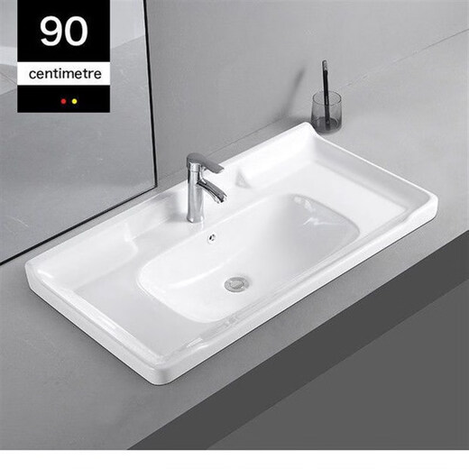 Bathroom integrated ceramic cabinet and basin countertop semi-embedded household washbasin bathroom washbasin 80*47 single basin horn basin