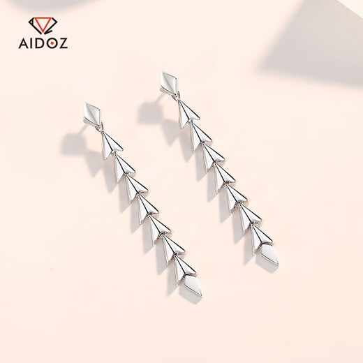 Aido Diamond PT950 platinum earrings for women, fashionable platinum earrings, versatile temperament, long tassel triangle earrings, weight 6.1-6.3 grams + delivery certificate
