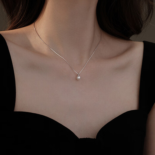 Duyin single pearl necklace women's silver necklace light luxury niche pearl pendant necklace 2023 new birthday gift 925 silver