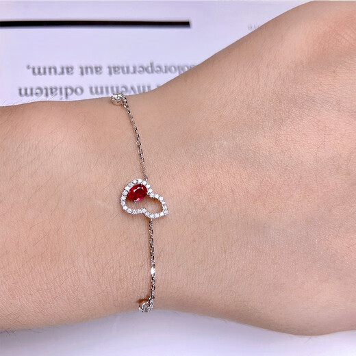 Eba natural pigeon blood red ruby bracelet 18K gold inlaid with diamond colored gemstone bracelet as a birthday gift for girlfriend 0.5 carat customized
