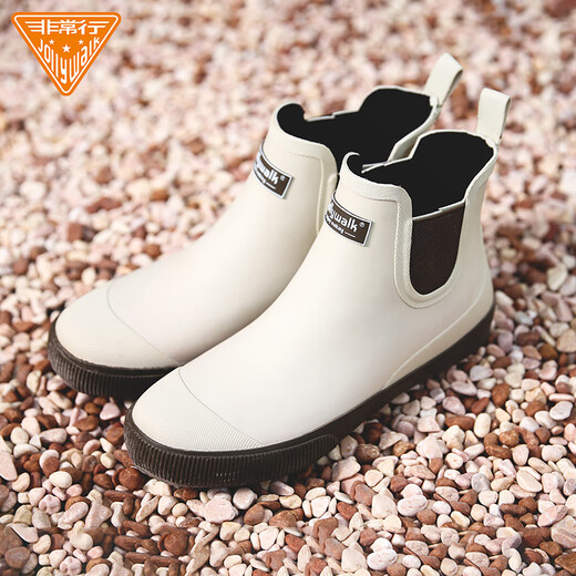 非常行（Jolly Walk）水鞋女款切尔西雨鞋雨靴低帮防水鞋户外轻便套鞋JW311 时尚米色 37