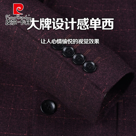 Pierre Cardin (pierre cardin) men's suit jacket spring and autumn new style middle-aged and elderly single suit business casual suit dad's outerwear versatile and trendy /362019-746/ - Burgundy 170/48