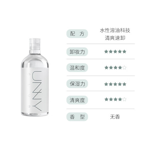 Unny club makeup remover 500ml deep and gentle cleansing fine pores eye and lip makeup remover for men and women with sensitive skin