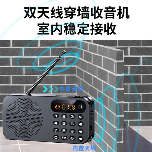 Liqin Q6 radio for the elderly, semiconductor, opera machine for the elderly, rechargeable portable player, mini card, U disk speaker, college entrance examination, CET-4 and CET-6 English test, campus radio, quality black + 8G card containing 3500 songs and operas