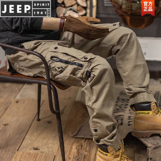 JEEP SPIRIT美式工装裤子男2025新款机能户外战术休闲裤男生束脚宽松型甄选 YM-655卡其色 3XL