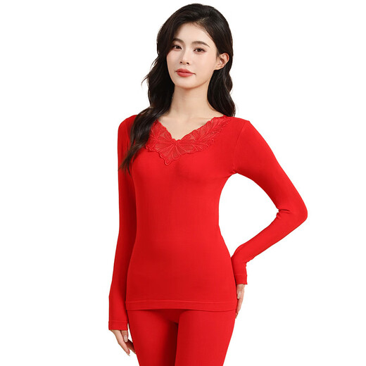 Modal Year of the Year of the Nation of the Year of the Year of the Modal Red Underwear Set Women's Wedding Modal Autumn Clothes Autumn Pants Underwear Warm Clothes Thin Style Big Red 9905 L Large Size [Set] 135-170Jin [Jin equals 0.5 kg]