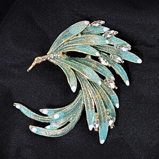 Feihua Chinese style brooch Chinese enamel brooch Phoenix brooch Ancient style brooch Women's graduation suit brooch Women's brooch Light blue gradient phoenix tail brooch