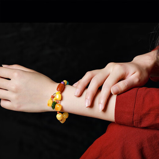 Ouchini Beeswax Bracelet, Amber Chicken Fat Yellow, Shape-shaped Duobao Bracelet, Southern Red Bucket Beads, Jasper Pumpkin Accessories, Send Chinese Valentine's Day Gifts