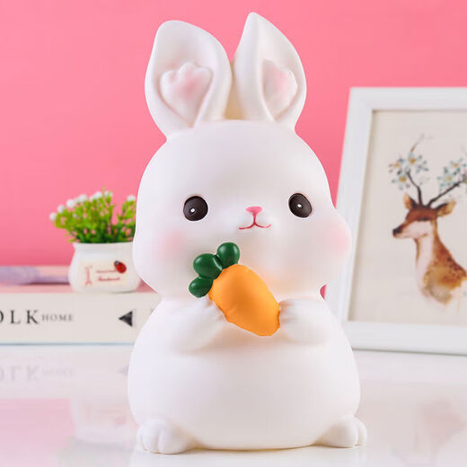 New little rabbit piggy bank for children, anti-fall piggy bank for boys and girls, can be stored and retrieved, zodiac rabbit internet celebrity ornaments, rabbit hug paper wrapped with sugar, can be stored and retrieved