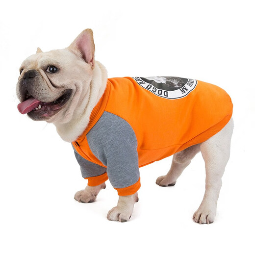 迪普尔狗狗衣服法斗保暖狗衣服小型犬宠物小狗狗秋冬装巴哥犬法牛犬 橙色L码（建议6-10斤）