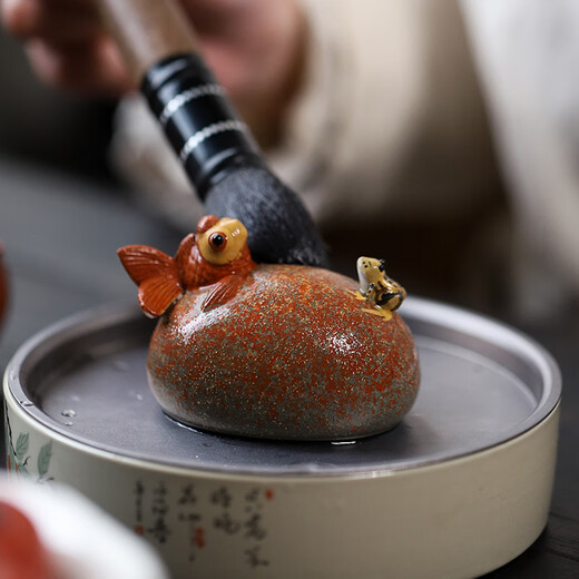 Xishanyuan Yixing original mineral purple mud good luck tea pet ornaments fully handmade household tea ceremony tea table kungfu tea set accessories good luck head