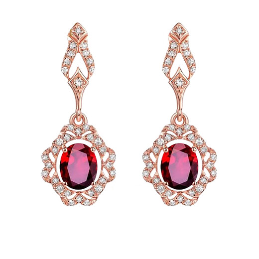 Haikai earrings for women, ruby earrings, luxury jewelry, Chinese Valentine's Day, birthday gift for wife, girlfriend, 0.9 carat ruby earrings (diamond 18 points)