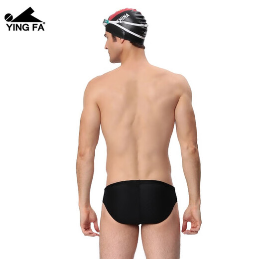 Yingfa (YINGFA) Men's Swimming Bottoms Elastic Quick-Drying Solid Color Simple Swimming Bottoms Adult Children's Professional Competition Training Shorts Striped Fabric - Black 3XL [Suggested Waist Circle 90-94cm/35-37 Sizes]