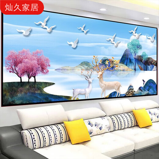 
Living room decoration painting self-adhesive painting sofa background wall 3D three-dimensional landscape painting wall stickers wallpaper hanging painting mural stickers Home and everything goes well - TH-1278 comes with glue No. 6: width 200 cm * height 100 cm