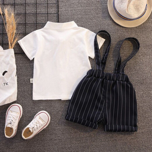 Disney (Disney) Little Boy Suit Summer Baby Dress de banquete de 1 año Spring and Autumn 2 Weekly Clothing Beld and Child Birthday Gentleman Set White Forred VERTICAL Strap 90 Sugerir 85cm