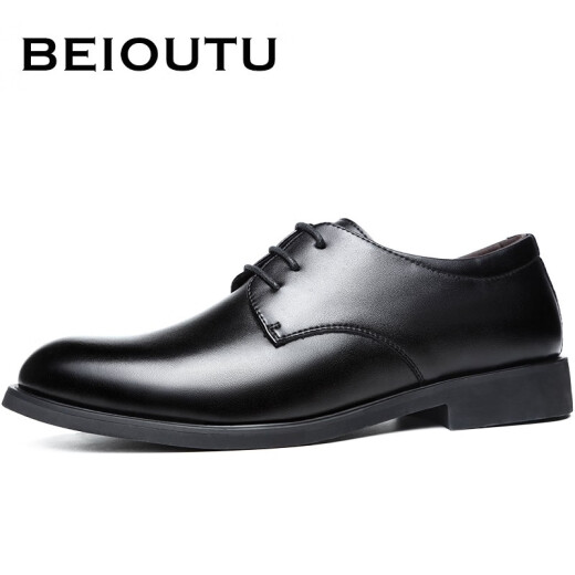 Nordic figure (BEIOUTU) leather shoes men's lace-up business formal shoes British comfortable workplace commuting leather shoes men 178 black 42