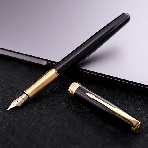 派克（PARKER）钢笔卓尔新款法国进口墨水笔18K金乘风而起礼盒高端轻奢商务送礼生日伴手礼谢师礼定制刻字套装 卓尔纯黑丽雅金夹墨水笔【18K金笔尖·实木礼盒】