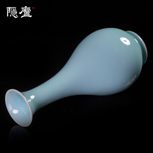 Yinlu Tinghuai kiln Li Tinghuai supervised the production of Ru kiln Tianqing glazed jade pot spring vase living room TV cabinet ornaments Tianqing No. 3 jade pot spring