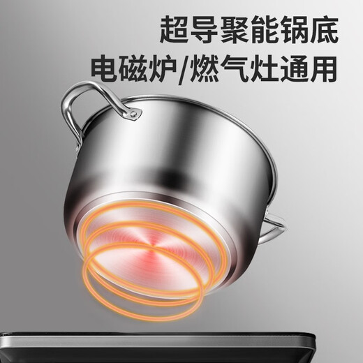 HZIB 316 stainless steel double-bottom steamer instant noodle pot small soup pot multi-function induction cooker gas vent 316 double-layer steamer 22cm
