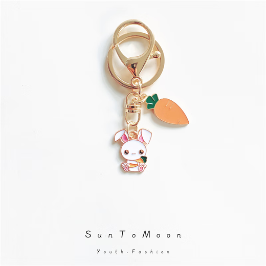 SunToMoon Holding Rabbit Cute Alloy Accessories Creative Girl Heart Keychain Cartoon AirPods School Bag Pendant Letters - Stand Rabbit