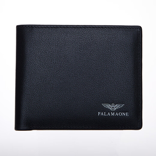 法莱阿玛尼（FALAMAONE）男士钱包短款真皮钱夹男青年头层牛皮多功能多卡位皮夹生日礼物 黑色QB203-1(精致礼盒装)