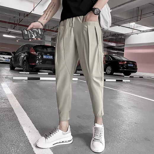 Nanyuqiu (Nanyuqiu) Herrenhosen für Herren für den Herbst, die neun-Punkte-Hose für Herren-Internet-Promi-Mode-Marke Ins Pussy 9-Punkte-Bindungshose 844 Black M 28-29 (neues Produkt ist auf dem Markt)