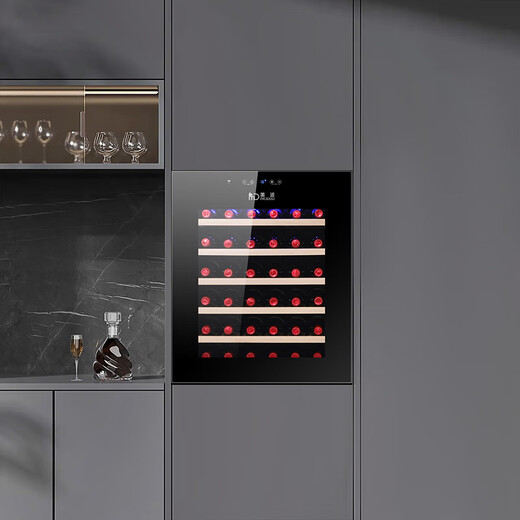 Meitu first-level energy efficiency fully embedded red wine cabinet constant temperature wine cabinet silent small household air-cooled ice bar 36 pieces / 696 high / electric door