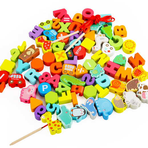 
Wooden meatballs Animal alphanumeric beaded building blocks toys Early education intellectual toys boys and girls birthday gifts home decoration