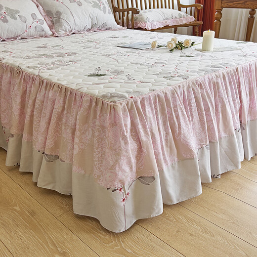 Antarctic bedding full cotton thickened bed skirt four-piece set Twill quilt cover pure cotton clamped bed skirt quilt cover bedding set Cotton clamped set - 1.8m bed skirt four-piece set [Quiet cover 200x230]