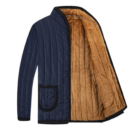 Kang Chuanghui Winter Baumwollmantel für Männer mittleren Alters und ältere Kinder-Baumwoll-Herbst- und Winter-Vateranzug plus Samt verdickte Männergroßvateranzug Innenschicht kleiner Baumwollmantel Schwarz Gold Velvet 3xl 140-160jin [Jin gleich 0,5 kg]